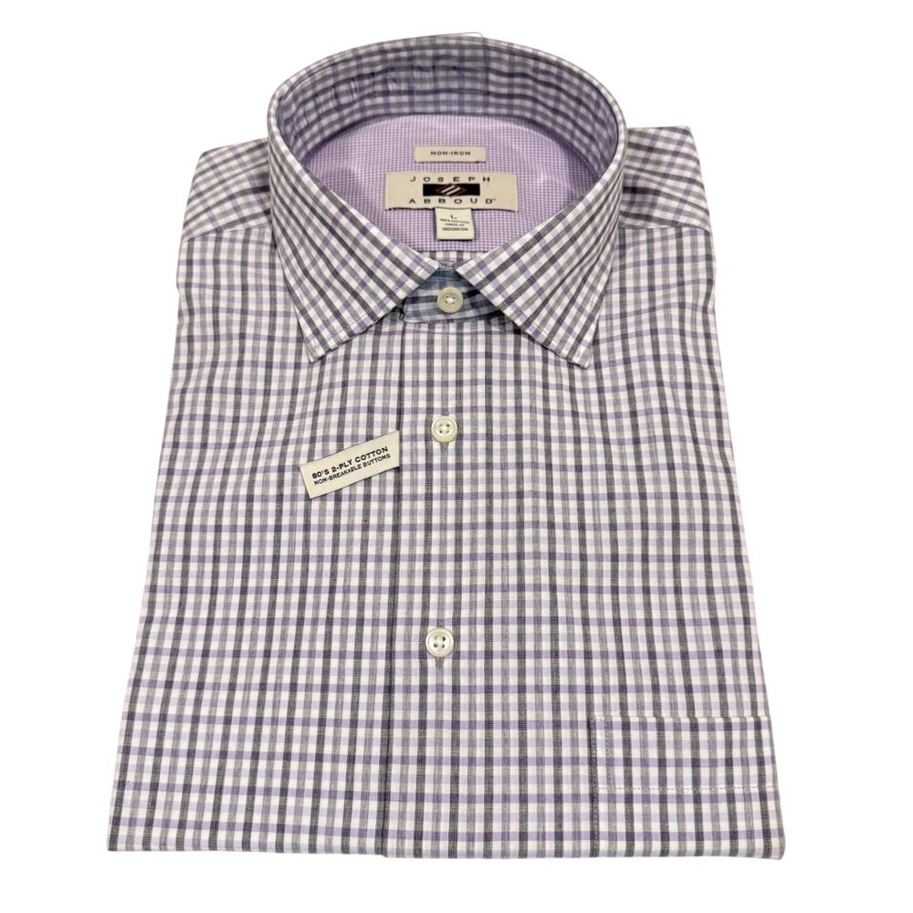 Joseph Abboud 80's 2-Ply Cotton Non-Iron‎ Plaid Shirt Size L NWT